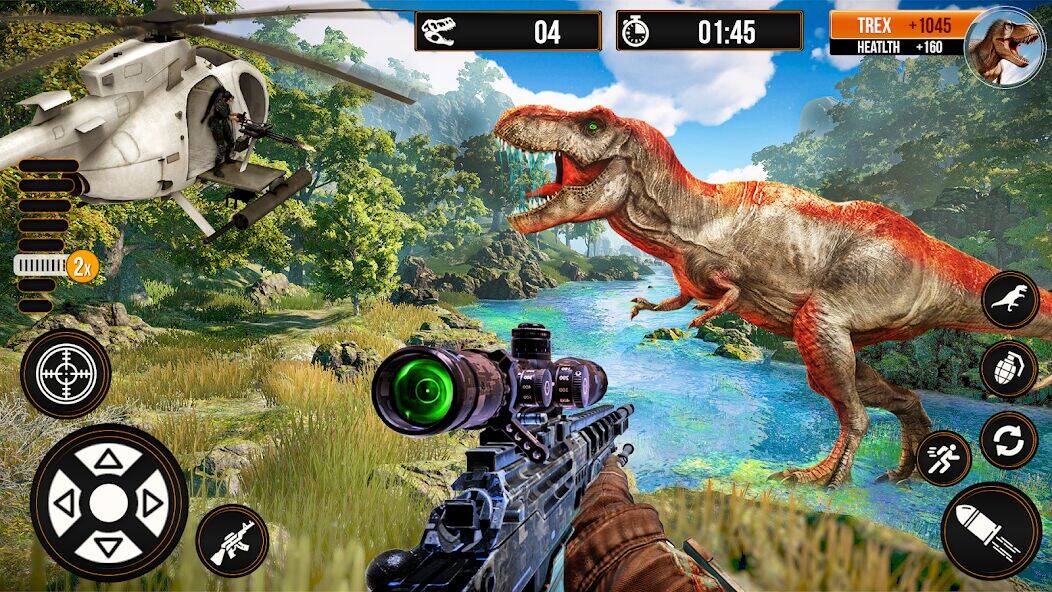 Скачать взломанную Игры Охотник на динозавров [Много денег] MOD apk на Андроид
