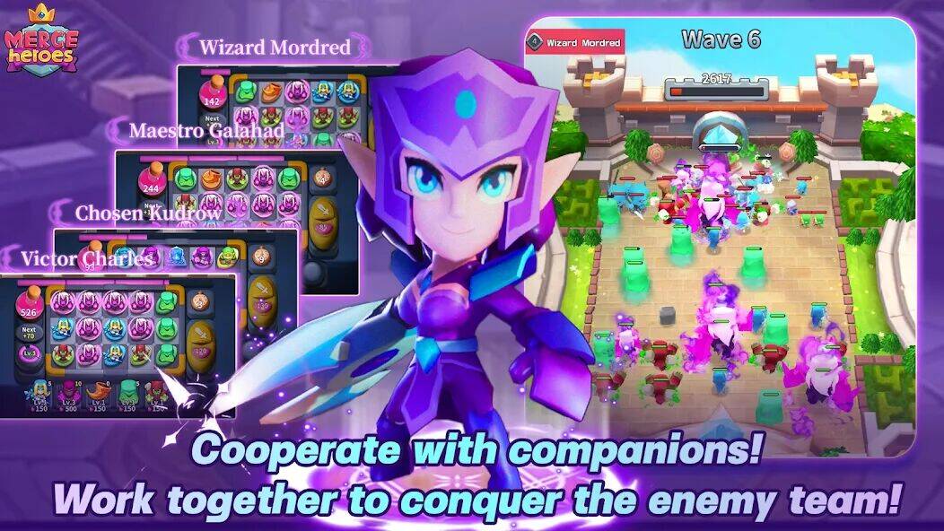 Скачать взломанную Merge Heroes: Tower Defense [Бесплатные покупки] MOD apk на Андроид