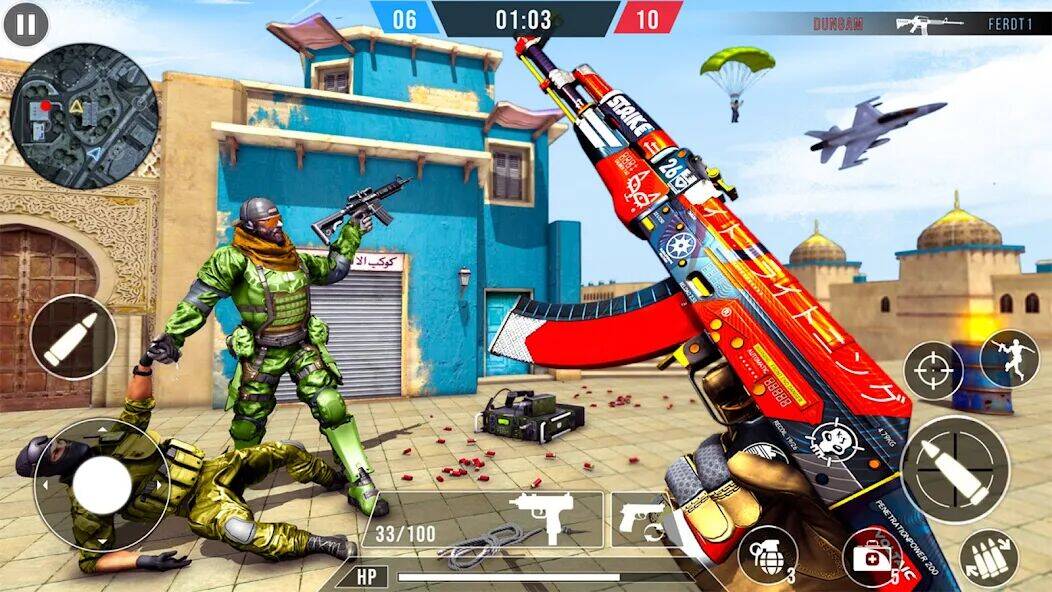 Скачать взломанную FPS Commando Terrorist Strike [Бесплатные покупки] MOD apk на Андроид