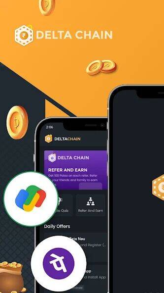Скачать взломанную Delta Chain: Earn Money Online [Мод меню] MOD apk на Андроид