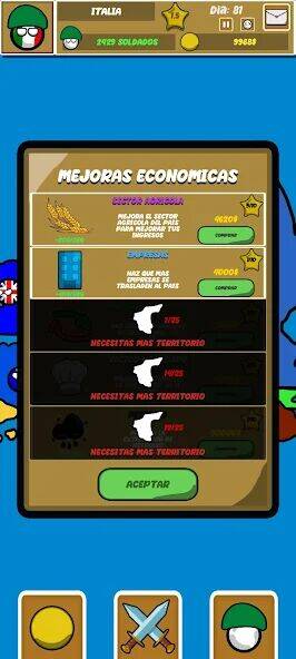 Скачать взломанную Countryballs Continental War [Много монет] MOD apk на Андроид