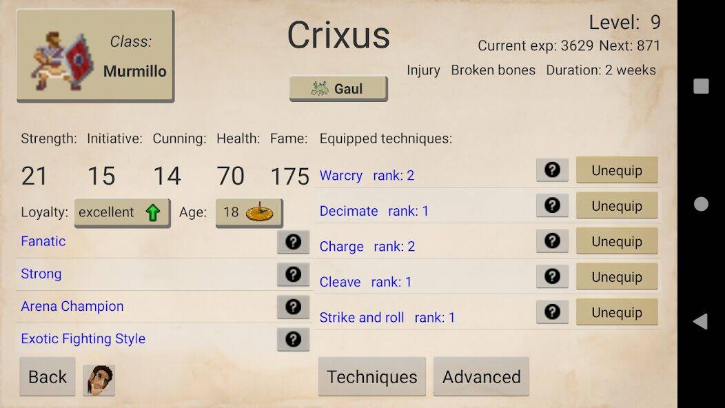 Скачать взломанную Gladiator manager [Бесплатные покупки] MOD apk на Андроид