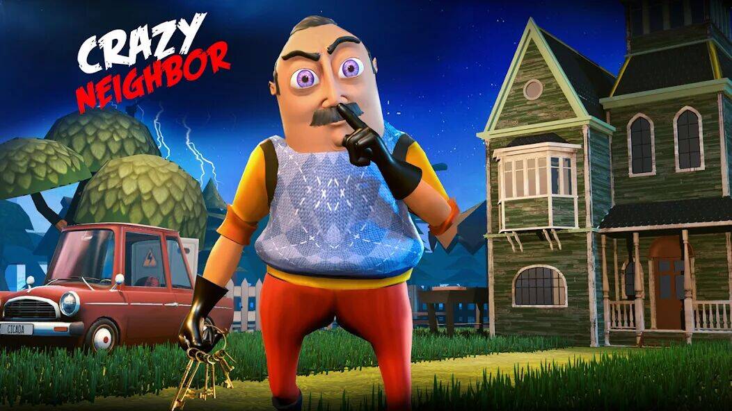 Скачать взломанную Hello Crazy Neighbor Game 3D [Много денег] MOD apk на Андроид