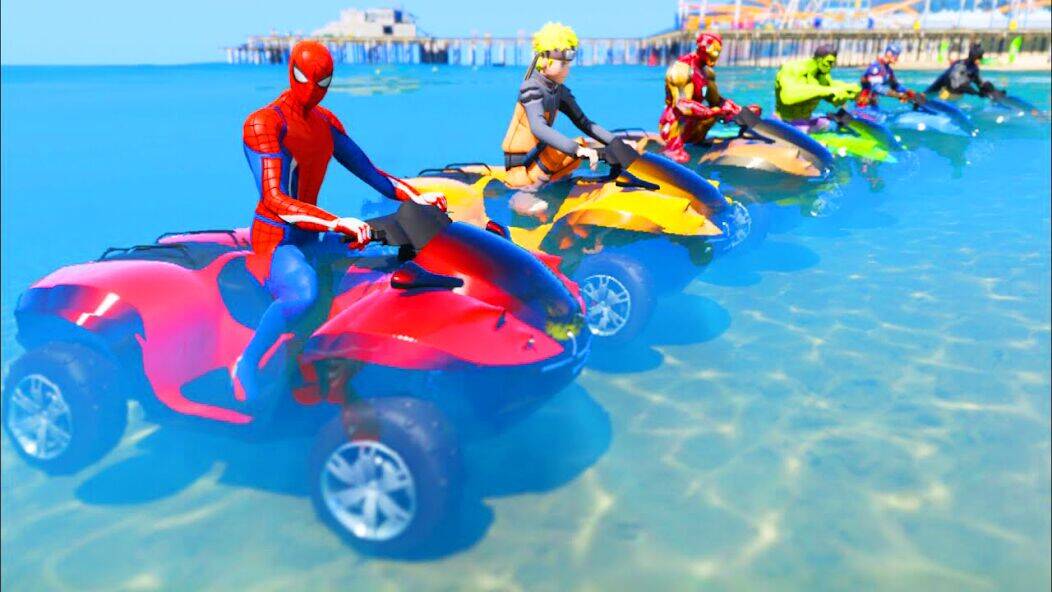 Скачать взломанную Quads Superhero Turnts Racing [Мод меню] MOD apk на Андроид