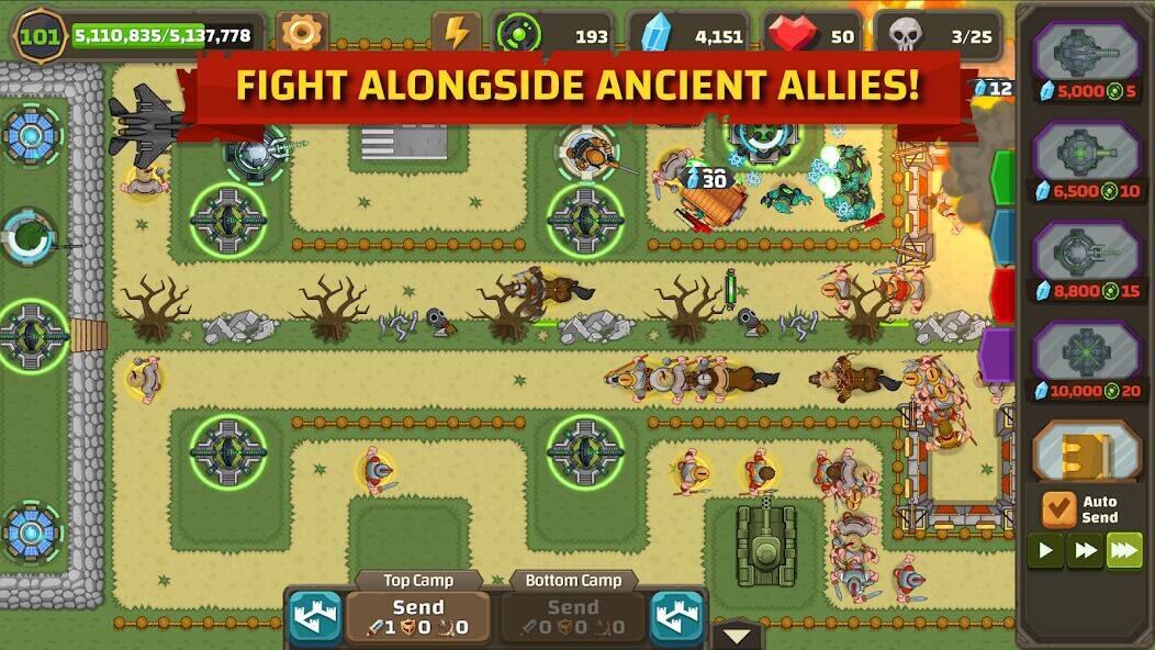 Скачать взломанную Ancient Allies Tower Defense [Бесплатные покупки] MOD apk на Андроид