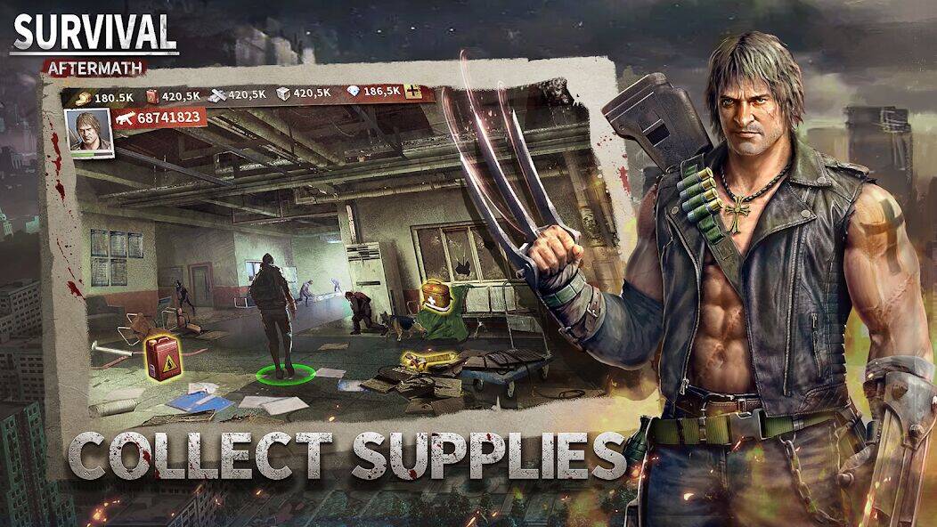 Скачать взломанную Aftermath Survival：Zombie War [Много монет] MOD apk на Андроид