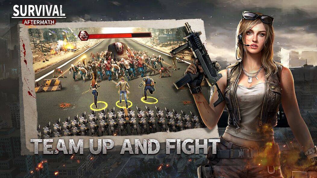 Скачать взломанную Aftermath Survival：Zombie War [Много монет] MOD apk на Андроид