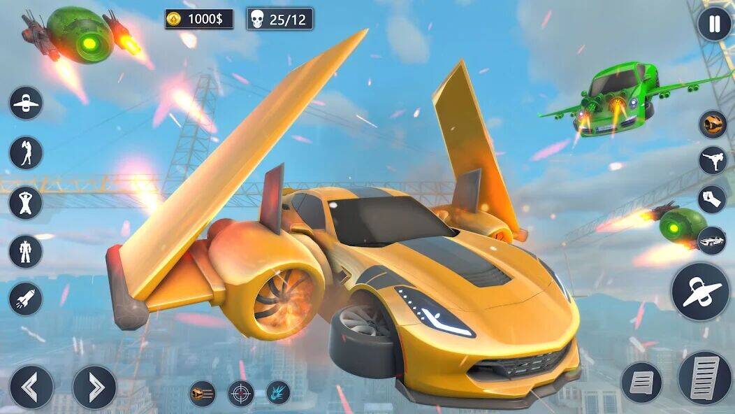 Скачать взломанную Летающий автомобиль робот игра [Много монет] MOD apk на Андроид