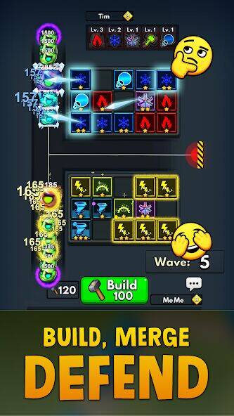 Скачать взломанную Merge Clash - Tower Defense TD [Много денег] MOD apk на Андроид
