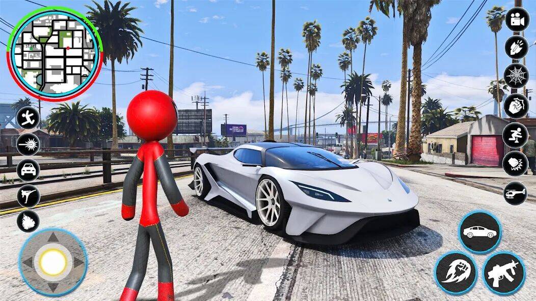 Скачать взломанную StickMan Rope Hero Spider Game [Много монет] MOD apk на Андроид