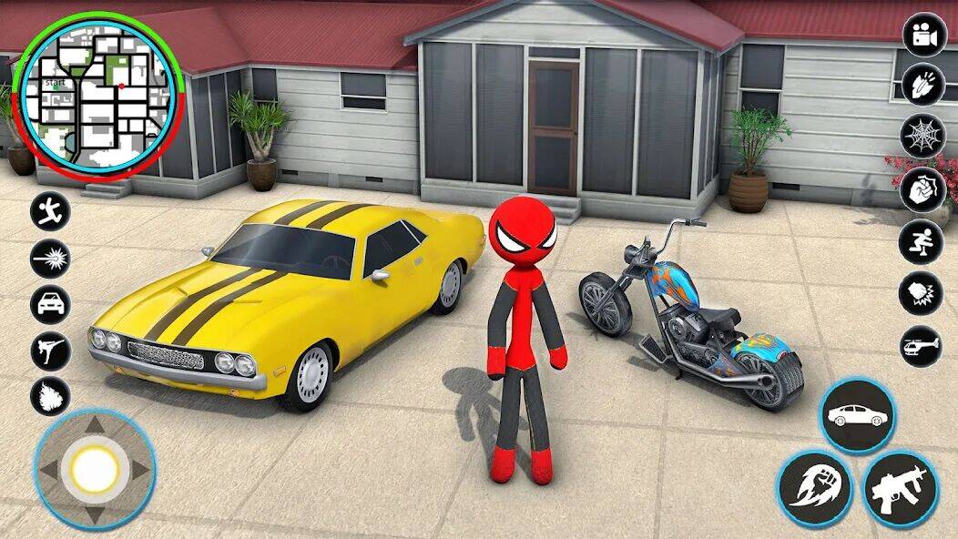 Скачать взломанную StickMan Rope Hero Spider Game [Много монет] MOD apk на Андроид