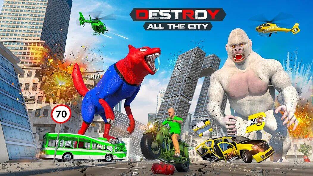 Скачать взломанную Angry Gorilla: City Rampage [Бесплатные покупки] MOD apk на Андроид