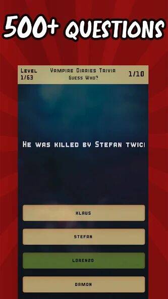 Скачать взломанную Vampire Diaries Quiz Trivia [Много денег] MOD apk на Андроид