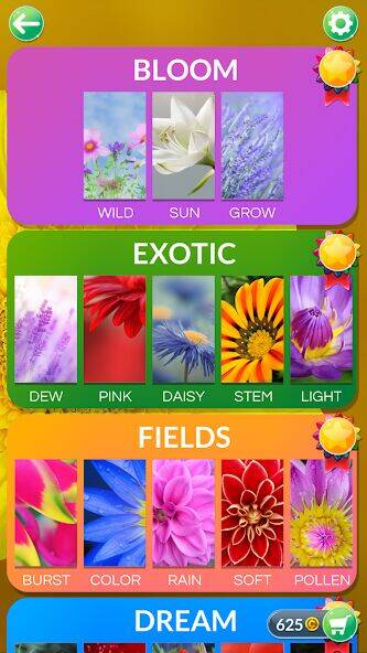 Скачать взломанную Wordscapes In Bloom [Много монет] MOD apk на Андроид
