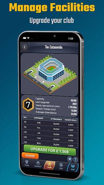 Скачать взломанную Ultimate Club Football Manager [Бесплатные покупки] MOD apk на Андроид