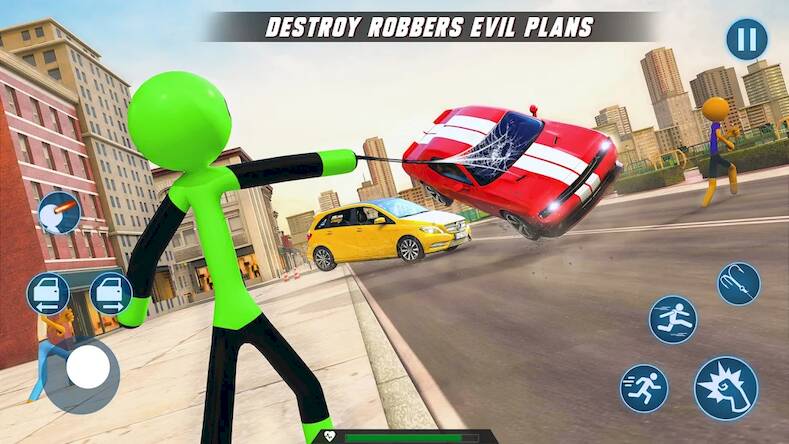 Скачать взломанную Spider Hero Stickman Rope Hero [Много денег] MOD apk на Андроид