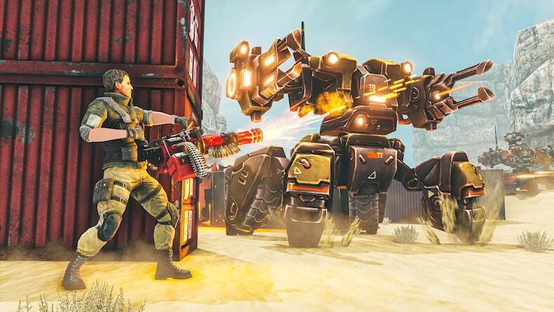 Скачать взломанную Desert Gunner Machine Gun Game [Бесплатные покупки] MOD apk на Андроид