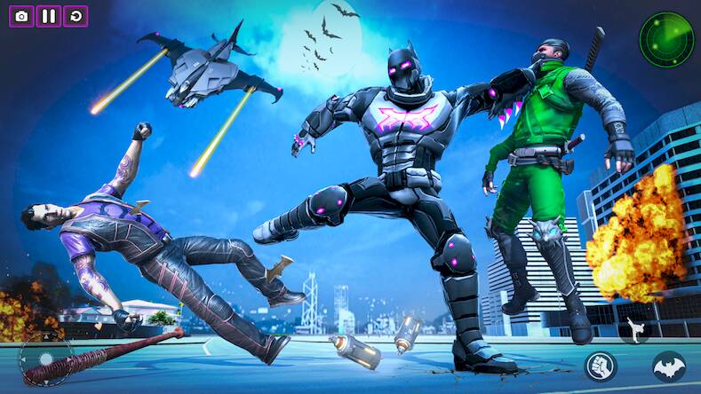 Скачать взломанную Bat Hero Man Game : Robot Game [Бесплатные покупки] MOD apk на Андроид