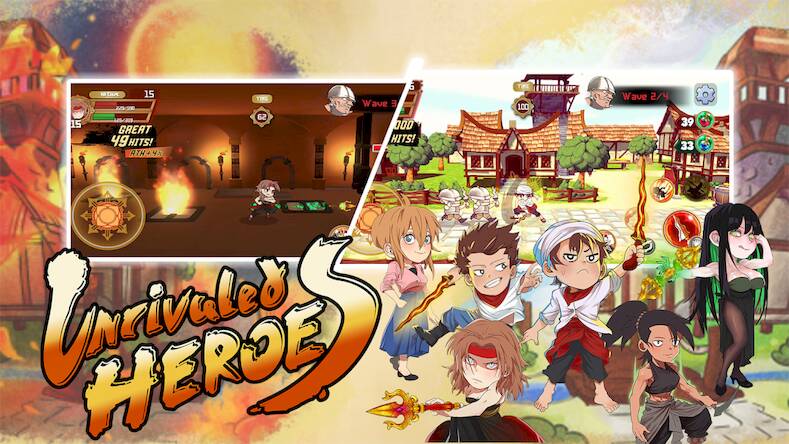 Скачать взломанную Unrivaled Heroes: 2.5D Action [Много денег] MOD apk на Андроид