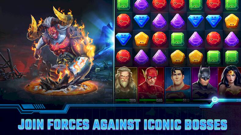 Скачать взломанную DC Heroes & Villains: Match 3 [Много монет] MOD apk на Андроид
