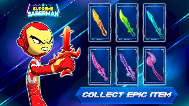 Скачать взломанную Supreme Saberman Stickman [Бесплатные покупки] MOD apk на Андроид