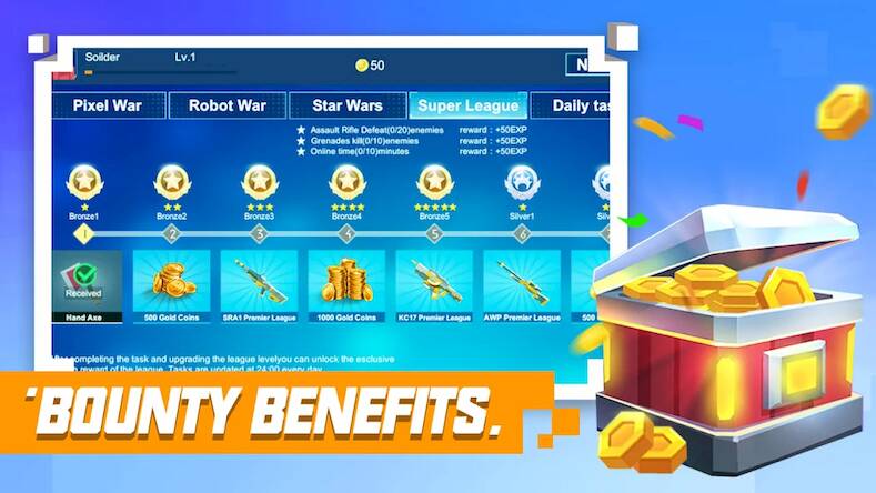 Скачать взломанную Pixel World:FPS Shoot Game [Бесплатные покупки] MOD apk на Андроид