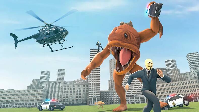 Скачать взломанную Fish Head Gang Crime Rope Game [Бесплатные покупки] MOD apk на Андроид