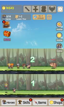 Скачать взломанную Idle Tower:Endless Heroes [Много денег] MOD apk на Андроид