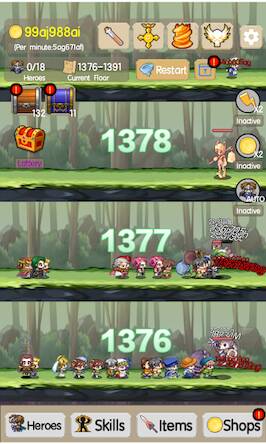 Скачать взломанную Idle Tower:Endless Heroes [Много денег] MOD apk на Андроид