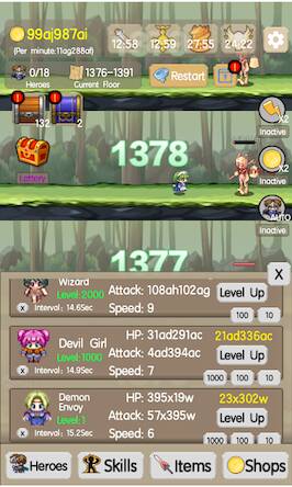 Скачать взломанную Idle Tower:Endless Heroes [Много денег] MOD apk на Андроид