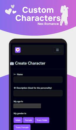 Скачать взломанную Nex Romance Ai Girlfriend Chat [Мод меню] MOD apk на Андроид
