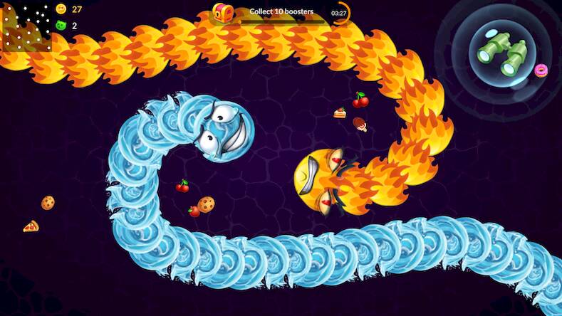 Скачать взломанную Snake vs Worms: Fun .io Zone [Бесплатные покупки] MOD apk на Андроид