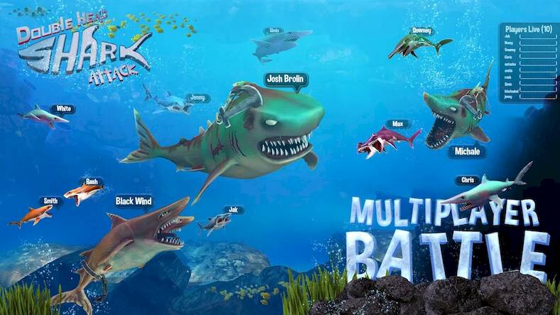 Скачать взломанную Double Head Shark Attack PVP [Много монет] MOD apk на Андроид