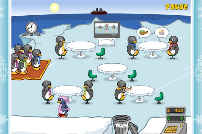 Скачать взломанную Penguin Diner: Restaurant Dash [Бесплатные покупки] MOD apk на Андроид