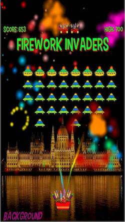 Скачать взломанную Firework Invaders [Бесплатные покупки] MOD apk на Андроид