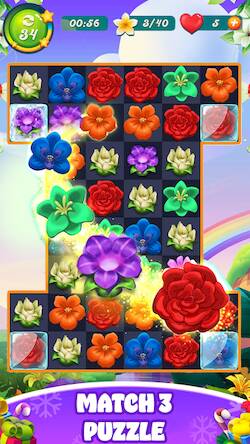 Скачать взломанную Bloom Rose - Match 3 Puzzles [Много монет] MOD apk на Андроид