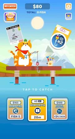 Скачать взломанную Idle Furry Fishing! [Много денег] MOD apk на Андроид