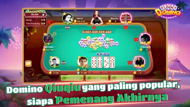 Скачать взломанную Funny Domino:Gaple QiuQiu [Много монет] MOD apk на Андроид