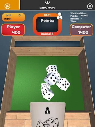 Скачать взломанную 10000 Dice Farkle King 3D [Много денег] MOD apk на Андроид