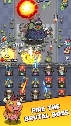 Скачать взломанную Merge Cannon - Idle zombie war [Много денег] MOD apk на Андроид