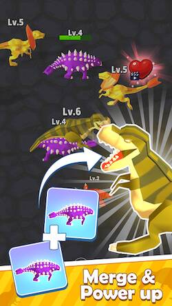 Скачать взломанную Merge Dinosaur Evolution [Бесплатные покупки] MOD apk на Андроид
