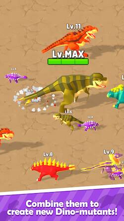 Скачать взломанную Merge Dinosaur Evolution [Бесплатные покупки] MOD apk на Андроид