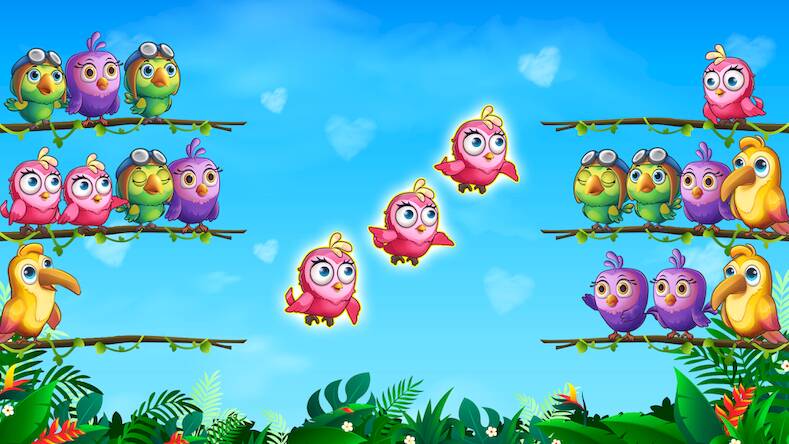 Скачать взломанную Bird Sort Puzzle: Color Game [Бесплатные покупки] MOD apk на Андроид
