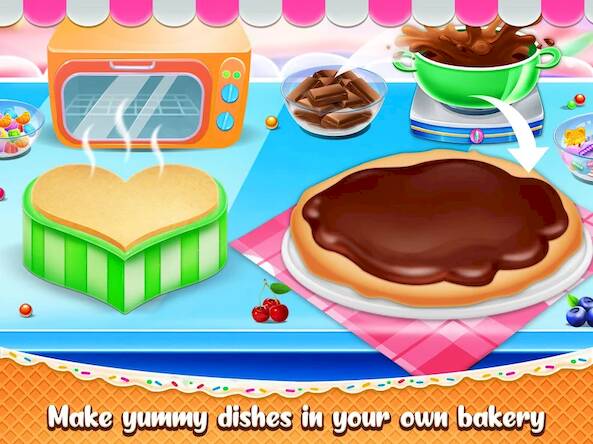 Скачать взломанную Сладкий пирог единорог пекарн [Много монет] MOD apk на Андроид
