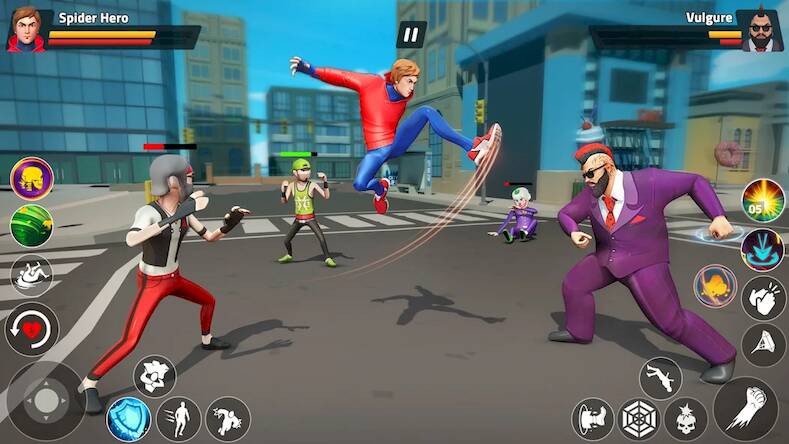 Скачать взломанную Spider Rope Hero: Gang War [Много денег] MOD apk на Андроид