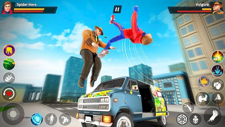 Скачать взломанную Spider Rope Hero: Gang War [Много денег] MOD apk на Андроид