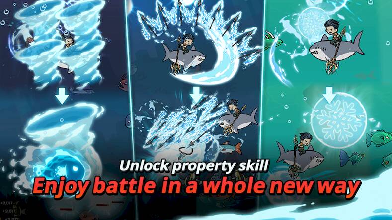 Скачать взломанную Raising Poseidon: Idle RPG [Много монет] MOD apk на Андроид