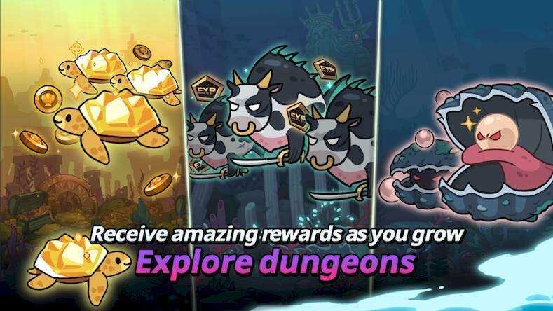 Скачать взломанную Raising Poseidon: Idle RPG [Много монет] MOD apk на Андроид