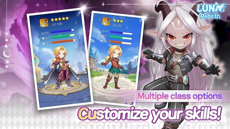 Скачать взломанную Luna Rebirth: Idle MMORPG [Бесплатные покупки] MOD apk на Андроид