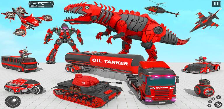 Скачать взломанную Dino Robot Car Transform 3DWar [Мод меню] MOD apk на Андроид